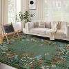 Acekool Washable 8x10 Floral Area Rug - Non-Slip, Soft & Machine Washable for Living Room, Bedroom, Green - 2 of 4