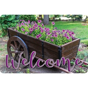 Ashley Productions® The Original Fun Mat™, Welcome Mat, 15.5" x 23.5", Wagon Flowers Welcome - 1 of 1