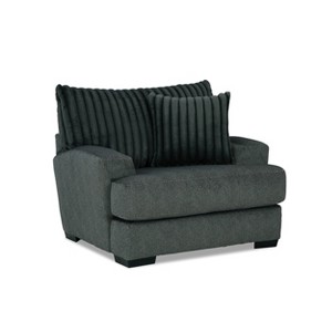 HOMES: Inside + Out Telven Accent Chair Chenille Upholstery Channel Tufted with Pillow Gray - 1 of 3