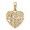 Black Bow Jewelry 14k Two Tone Gold Nana with Flower On Heart Pendant, 15mm - 3 of 4