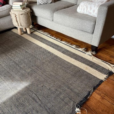 Oval 5'x7' Color Block Braided Jute Area Rug Cream/Natural - Hearth & Hand™  with Magnolia