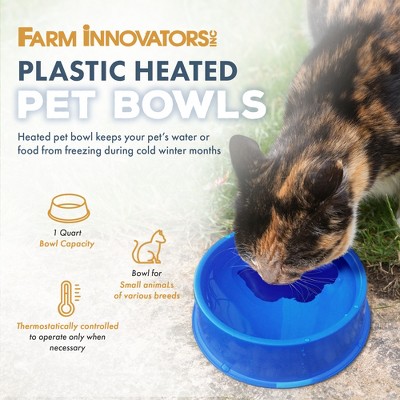 Blue Plastic Heated Pet Bowl with Anti Chew Cord, 1 Quart