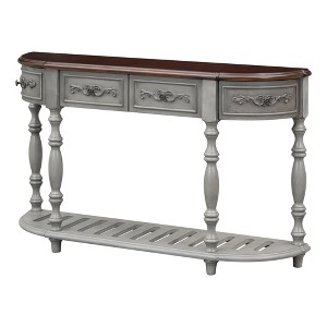 Gulches 52inch Modern and Contemporary Curved Console Table Sofa Table Entryway Table for Hallway Living Room with 4 Drawers and 1 Shelf Antique Gray - 1 of 4
