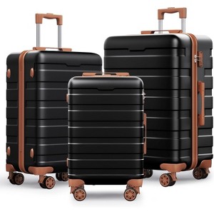 SKONYON 3pc Hardside Checked Spinner Luggage Set with TSA Lock 360° Spinner Wheels and Durable Shell - 1 of 4