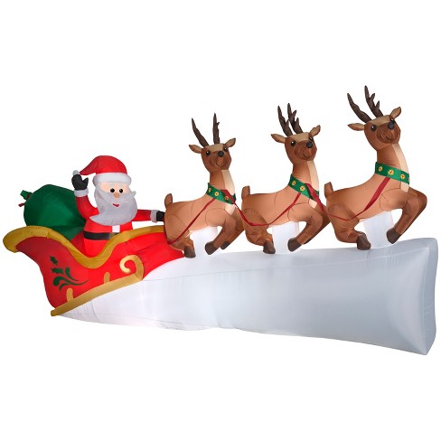 Gemmy Christmas Inflatable Santa's Sleigh with Flying Reindeer, 5.5 ft Tall, Multi - image 1 of 4