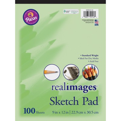 Pacon Real Images Sketch Pad, Standard Weight, 9" x 12", 100 Sheets (Pack of 6)