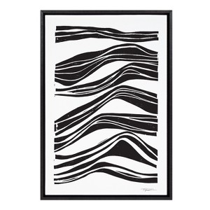 Kate and Laurel Sylvie Abstract Waves Framed Canvas by Statement Goods, 23x33, Black - 1 of 4