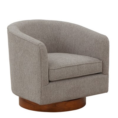 Swivel Ultra-Soft Performance Fabric Barrel Chair with Pocket Coil Seat, Reversible Cushions, and 360-Degree Swivel