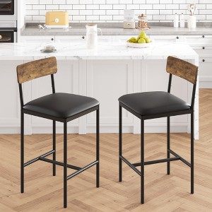 Garvee Bar Stools Set of 2, Kitchen Bar Stools with Footrest for Kitchen Island, Apartment, Counter Bar, Rustic Brown - 1 of 4