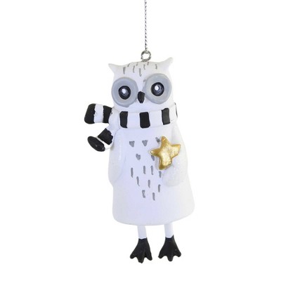 White Resin Owl Gnome Deer Christmas Ornament Set