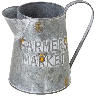 Farmlyn Creek Galvanized Metal Jug Planter for Flowers, Rustic Farmers Market (5 x 6.25 Inches)