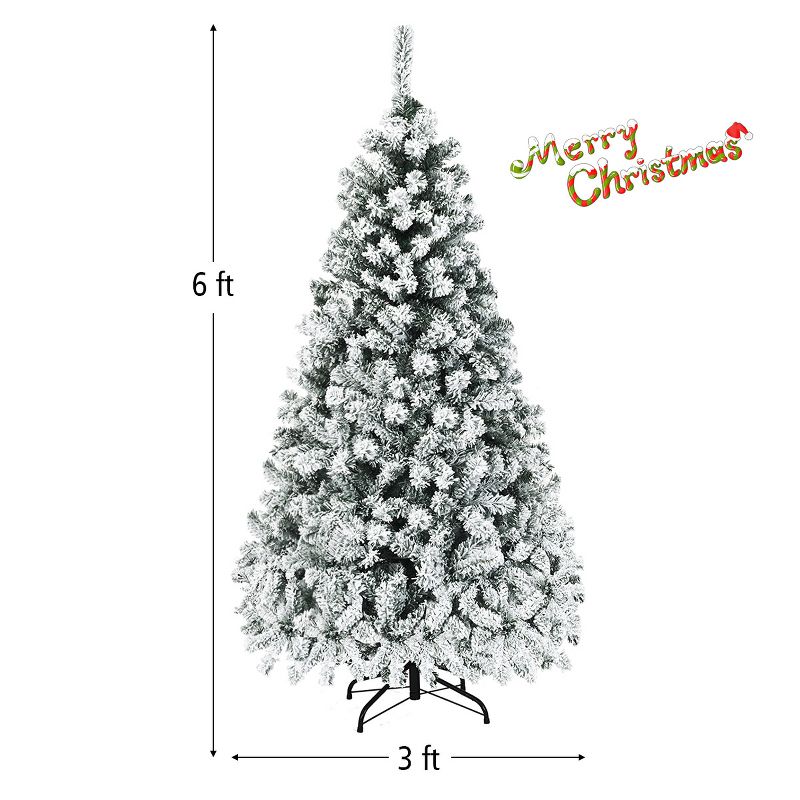 Costway 6ft/7.5ft/9ft Pre-Lit Premium Snow Flocked Hinged Artificial Christmas Tree with 250 Lights/450 Light/550 Lights, 5 of 13
