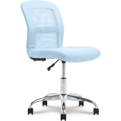 Ergonomic Sky Blue Faux Leather Low-Back Swivel Task Chair
