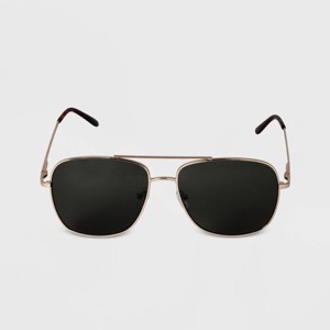 Men's Aviator Metal Sunglasses - Goodfellow & Co™ Gold: Spring-Hinged, Full Rim, UV Protection - 1 of 2