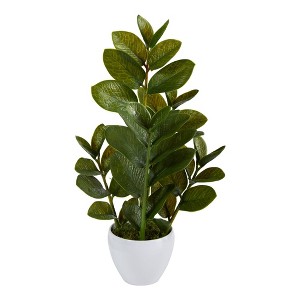 Nearly Natural 22-in Zamioculcas Artificial Plant in White Planter - 1 of 4