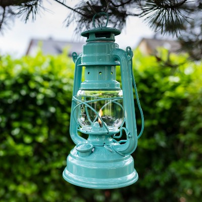 Pastel Green 10" Galvanized Outdoor Kerosene Lantern