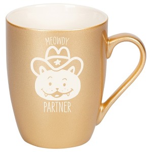 100 North Cowboy Hat Kitten 10 Ounce Vegas Gold Metallic Finish, Comfortably Fits Your Hands, New Bone China Coffee Tea Cup Mug, Meowdy Partner - 1 of 1