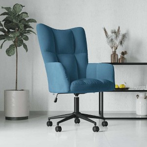vidaXL Relaxing Chair Blue Velvet - 1 of 4