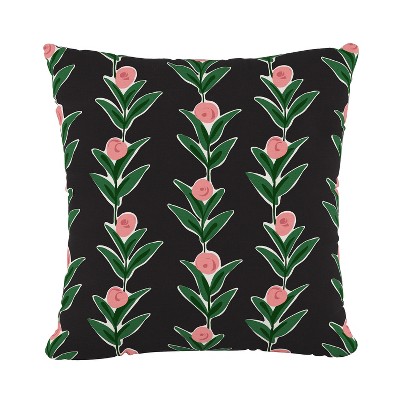 Black Floral Throw Pillow - Skyline Furniture