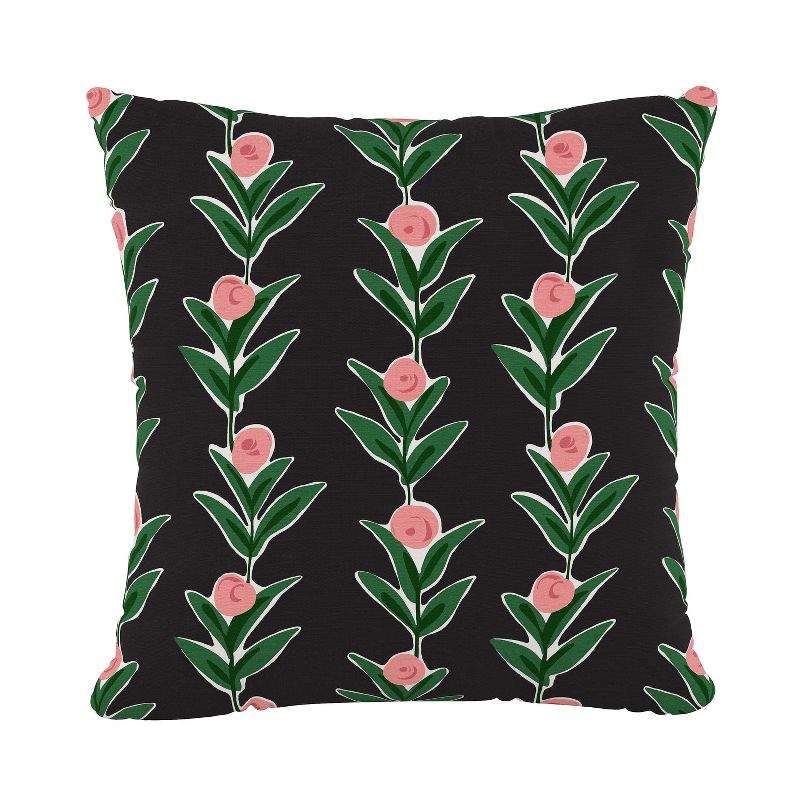 Black Floral Throw Pillow - Skyline Furniture, 1 of 7
