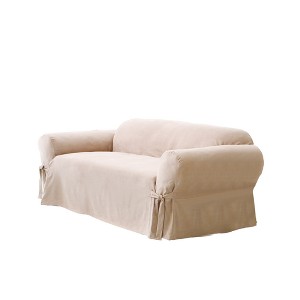 Soft Suede Sofa Slipcover Taupe - Sure Fit, Brown