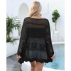 Coolmee Women's Crochet Cardigans Solid Lightweight Tie Front Tops Hollow Out Beach Cover Ups Long Sleeves Summer Knit Cover Cardigans One Size Black - 4 of 4