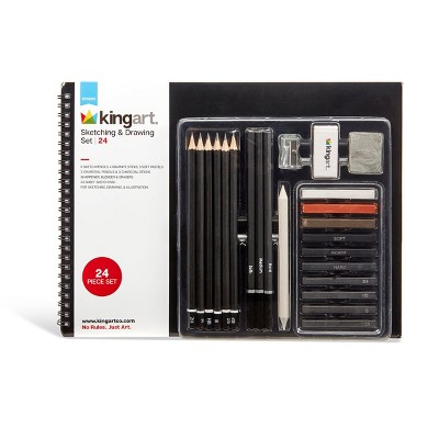 KINGART Sketching & Drawing Combo, Hardcover Book & 26 pc Pencil Set