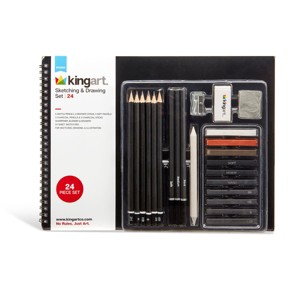 KINGART Sketching & Drawing Combo, Hardcover Book & 26 pc Pencil Set - 1 of 4