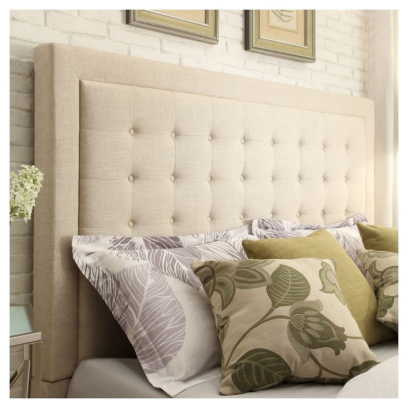 Queen Hudson Button Tufted Bed Oatmeal - Inspire Q, 4 of 5