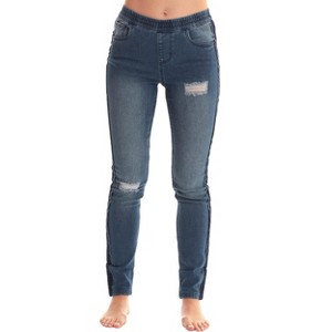 Just Love Denim Wash Ripped Jeggings for Women - 1 of 3