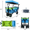 VisioGear Collapsible Wagon with Removable Canopy, Folding Wagon Cart with Cooler Bag, for Camping Beach Shopping, Blue&Green, 35"*20"*45" - 3 of 4