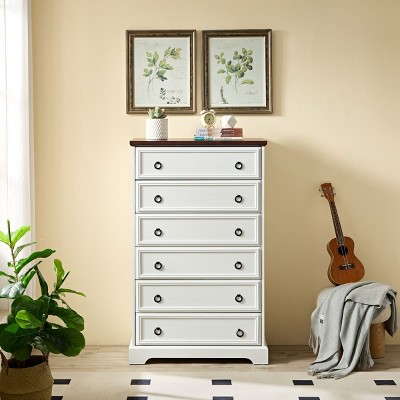 6 Drawer Dresser, Anti Toppling Devices Dressers For Bedroom, Tall Chest Of Drawers With 48 Inch Tall-Cuddlewood