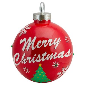 Northlight 15" LED Lighted Red Merry Christmas Ball Ornament Decoration - 1 of 4