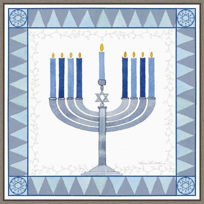 22" x 22" Celebrating Hanukkah III Framed Wall Canvas - Amanti Art