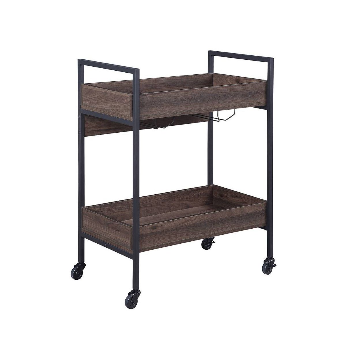 Acme Furniture Jerrick Bar Serving Cart Walnut/Black Finish - thumbnail 8