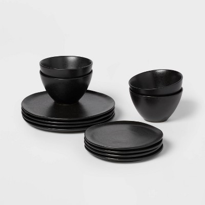 Crisp Matte Black Dinnerware Set