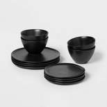 12pc Stoneware Houlton Dinnerware Set Black - Threshold™