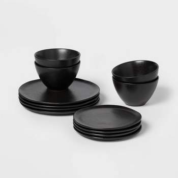 12pc Earthenware Houlton Dinnerware Set Black - Threshold™