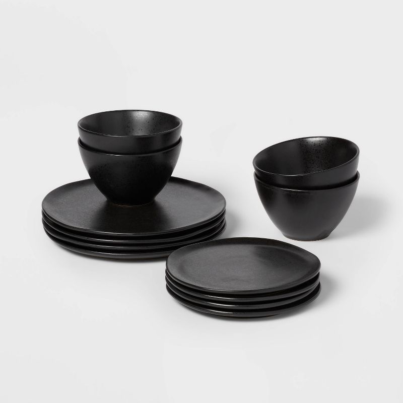12pc Earthenware Houlton Dinnerware Set Black - Threshold&#8482;, 1 of 7