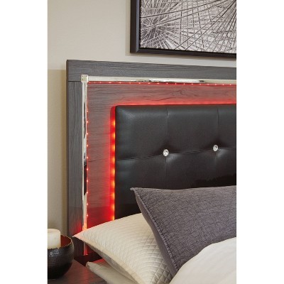 Queen/Full Lodanna Upholstered Panel Headboard Gray: LED Lights, Chrome Accents - Signature Design by Ashley