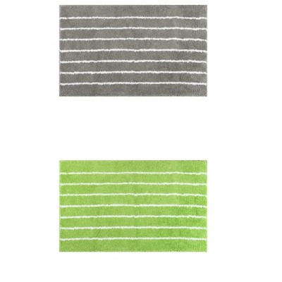 Unique Bargains 2 Pcs Striped Pattern Soft Absorbent Non-Slip Bath mats for Bathroom Floor