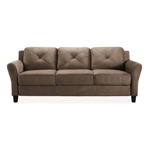 Harper Tufted Microfiber Sofa Brown Studio Living Target