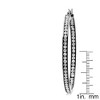 Steeltime Ladies stainless steel in and out simulated diamond hoop earrings. Color Options: Silver, Black - 3 of 4