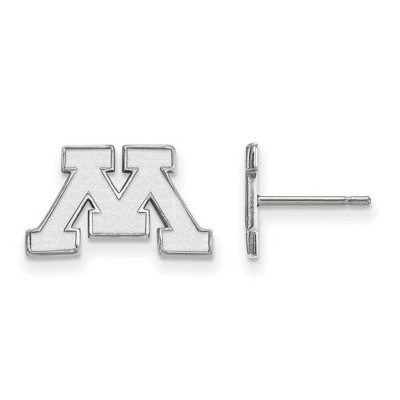 Black Bow Jewelry 14k White Gold Minnesota Golden Gophers NCAA Post Earrings