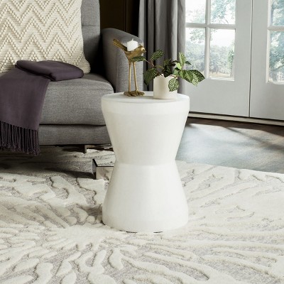 Ivory Drum Shape Concrete Accent Table