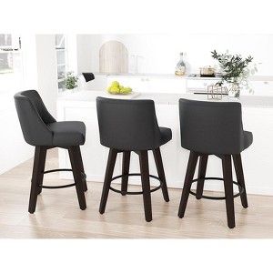 Dyonery Single Swivel Bar Stool with Back & Footrest, 26 Inch Counter Height Barstool for Kitchen Island - 1 of 4