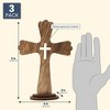 Juvale 3 Pack Catholic Wooden Cross Baptism Centerpieces for Tables, Communion, Home Decor, 6 x 9 In - 4 of 4