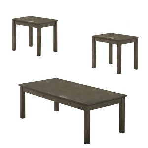 Royal Hampton 3 Piece Transitional Coffee Table and End Table with Block Legs, Gray - 1 of 4