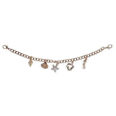 CTM Coastal Golden Trucker Hat Chain with Charms