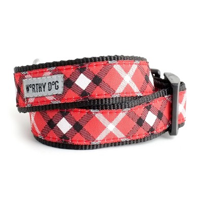 The Worthy Dog Bias Plaid Dog Collar - Tan - M : Target